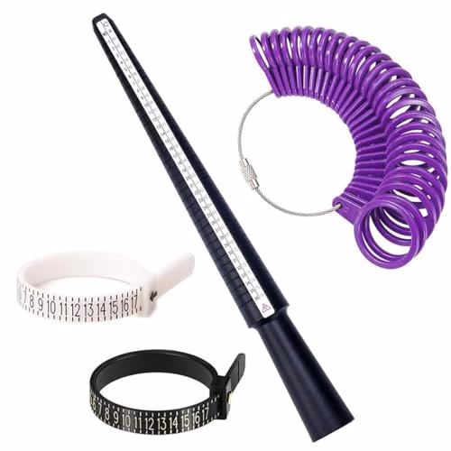 4 Pièces Outil de Mesure pour Bague, Mesure de Taille de Doigt, Ensemble de Mesure de Doigt Professionnel, Mesure Doigt pour Bague Guide des Tailles Baguier de Doigt pour Tailles EU US UK